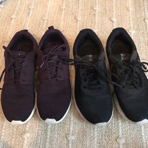 2 pairs of Nike tennis shoes dark purple & black